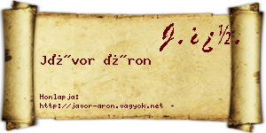Jávor Áron névjegykártya