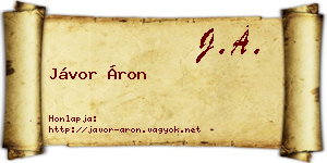 Jávor Áron névjegykártya