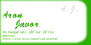 aron javor business card